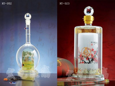 湖南工艺玻璃酒瓶制造企业/宏艺玻璃制品厂价销售内画酒瓶